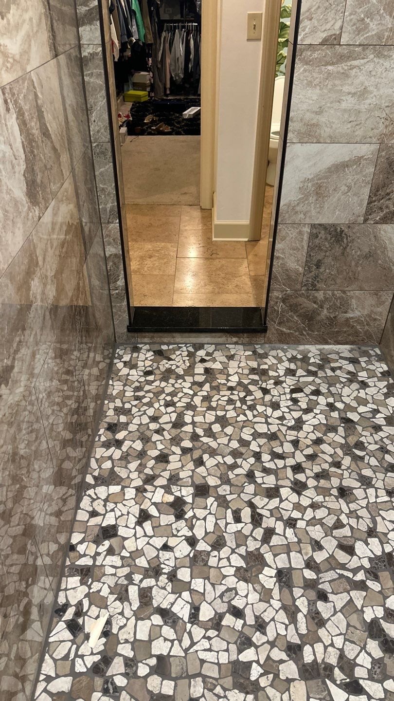 Custom shower floor detail by Crain Bros Inc in Northeast Arkansas